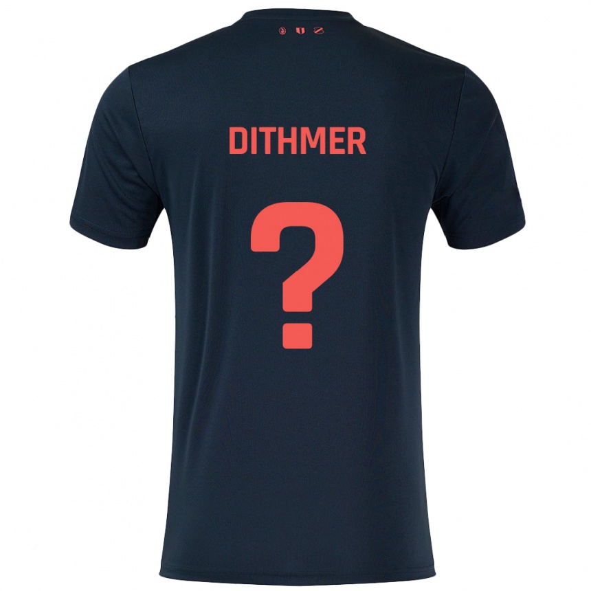 Kids Football Andreas Dithmer #0 Black Red Away Jersey 2024/25 T-Shirt