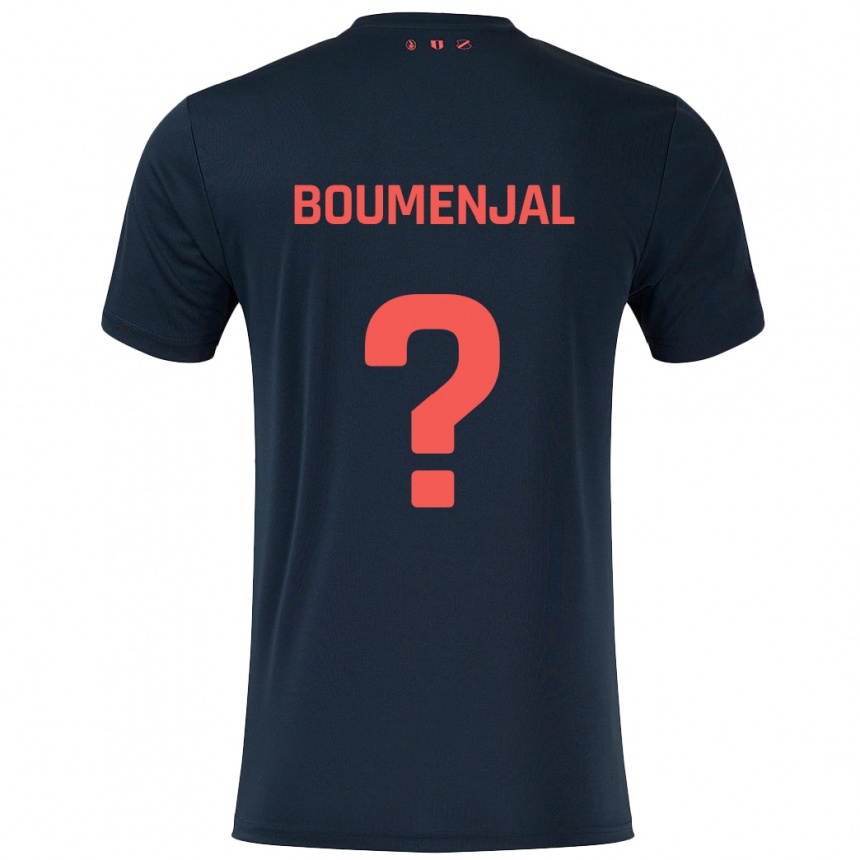 Kids Football Achraf Boumenjal #0 Black Red Away Jersey 2024/25 T-Shirt