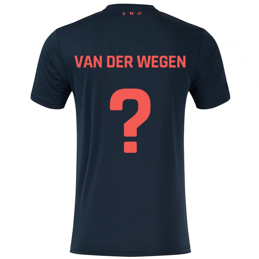 Kids Football Sil Van Der Wegen #0 Black Red Away Jersey 2024/25 T-Shirt