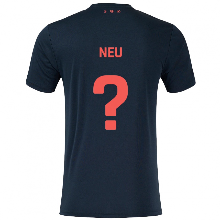 Kids Football Luca Neu #0 Black Red Away Jersey 2024/25 T-Shirt