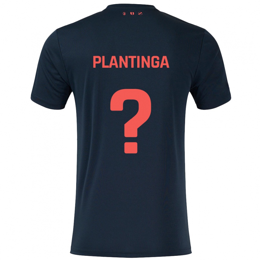 Kids Football Viggo Plantinga #0 Black Red Away Jersey 2024/25 T-Shirt