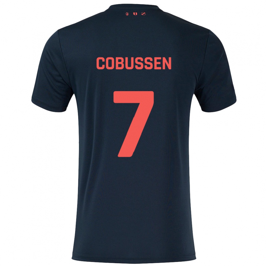 Kids Football Sophie Cobussen #7 Black Red Away Jersey 2024/25 T-Shirt