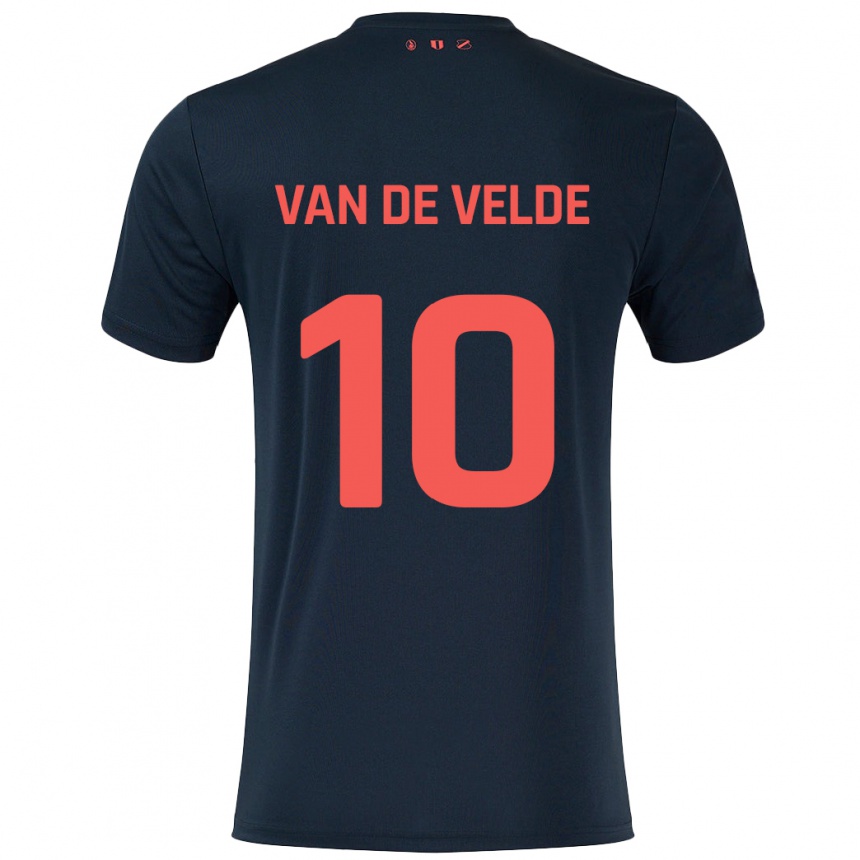 Kids Football Senne Van De Velde #10 Black Red Away Jersey 2024/25 T-Shirt