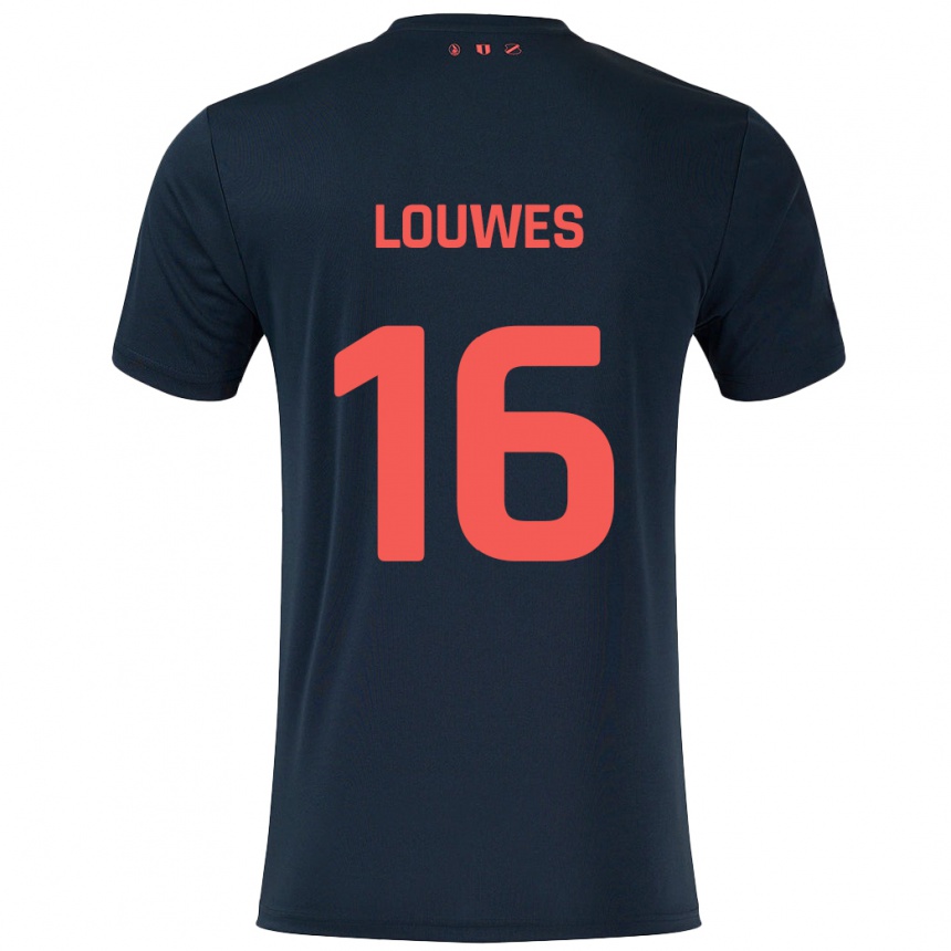 Kids Football Puck Louwes #16 Black Red Away Jersey 2024/25 T-Shirt