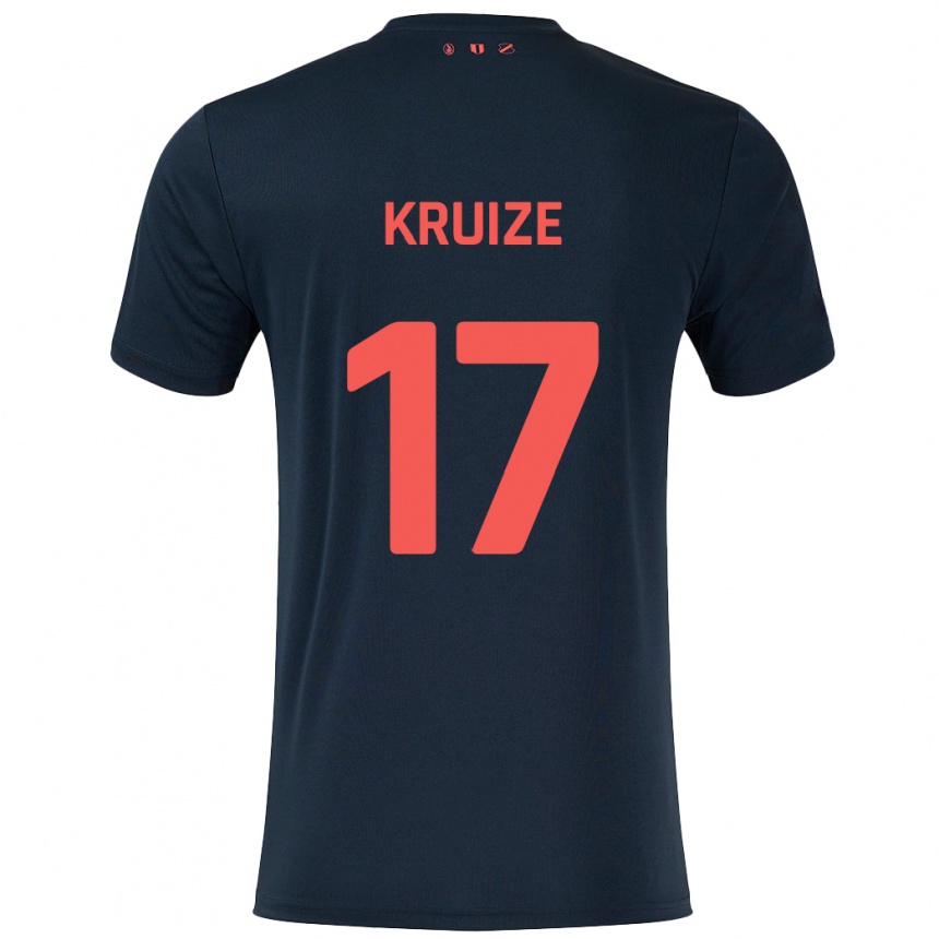 Kids Football Elisha Kruize #17 Black Red Away Jersey 2024/25 T-Shirt