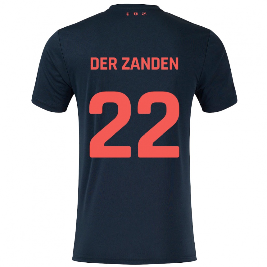 Kids Football Iise Van Der Zanden #22 Black Red Away Jersey 2024/25 T-Shirt