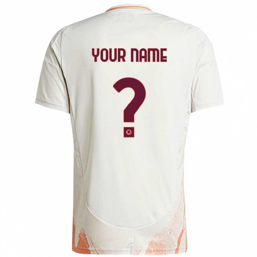 Kids Football Your Name #0 Cream White Orange Away Jersey 2024/25 T-Shirt