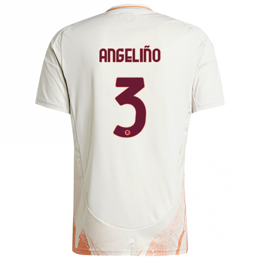 Kids Football Angeliño #3 Cream White Orange Away Jersey 2024/25 T-Shirt