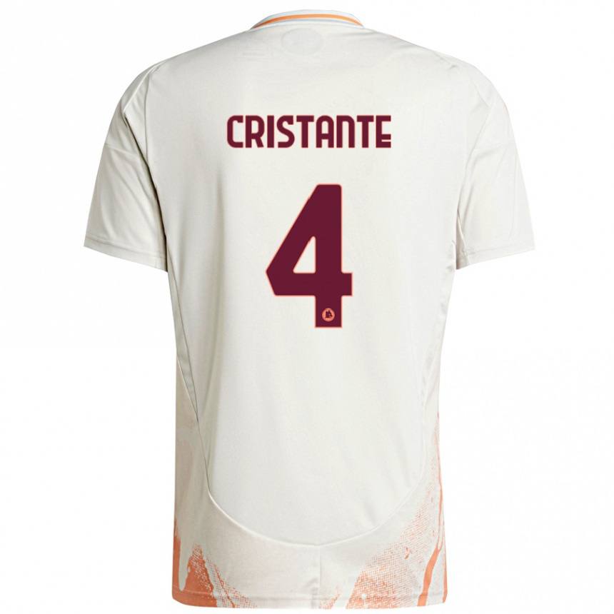 Kids Football Bryan Cristante #4 Cream White Orange Away Jersey 2024/25 T-Shirt