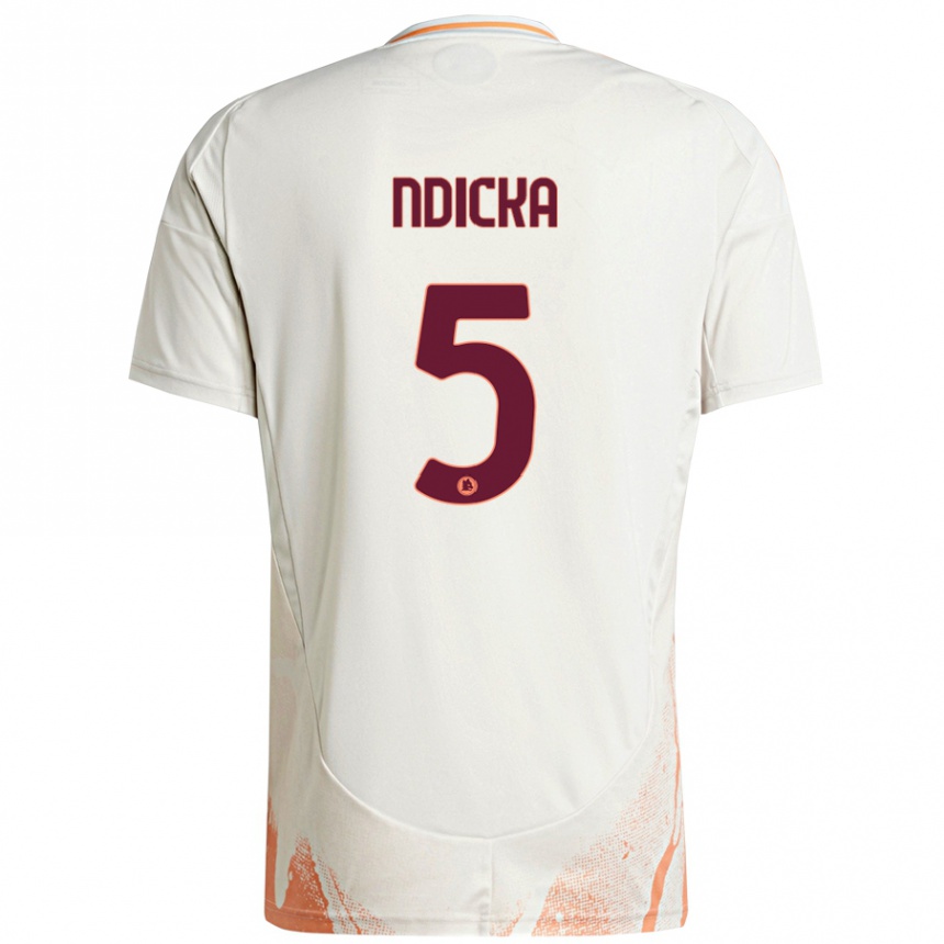 Kids Football Evan Ndicka #5 Cream White Orange Away Jersey 2024/25 T-Shirt