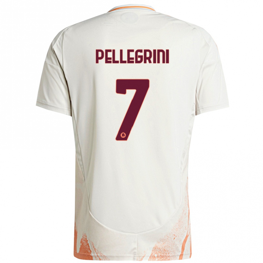 Kids Football Lorenzo Pellegrini #7 Cream White Orange Away Jersey 2024/25 T-Shirt