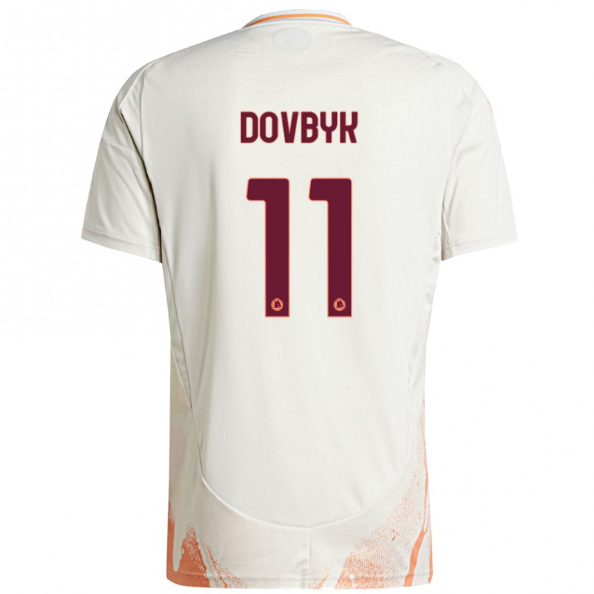 Kids Football Artem Dovbyk #11 Cream White Orange Away Jersey 2024/25 T-Shirt