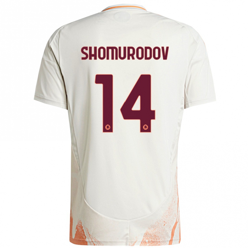 Kids Football Eldor Shomurodov #14 Cream White Orange Away Jersey 2024/25 T-Shirt