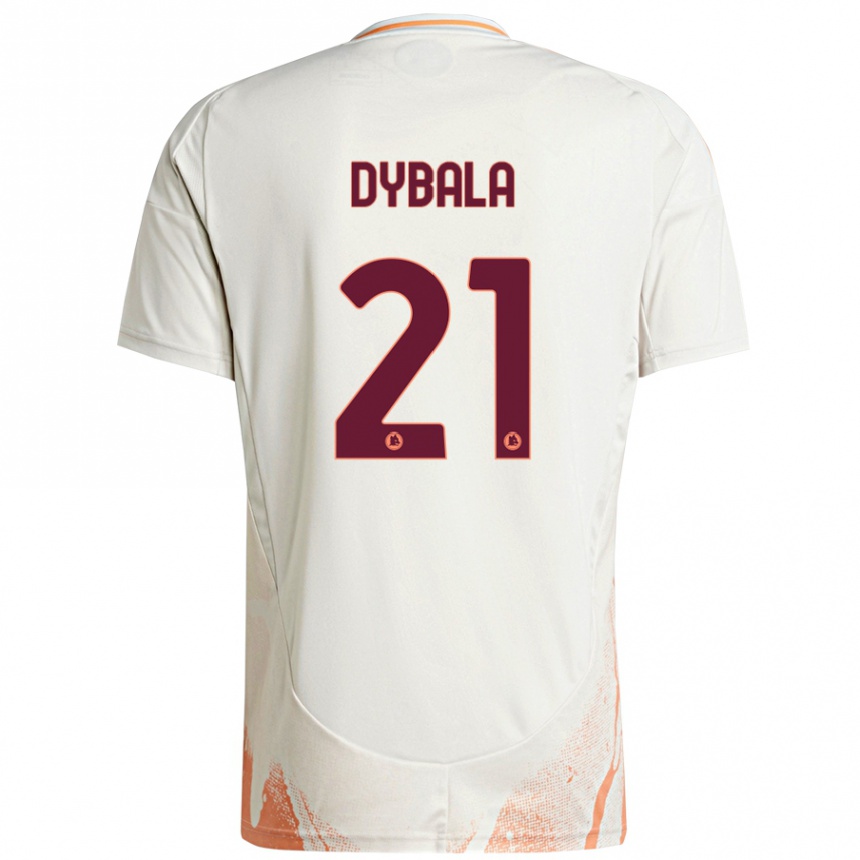 Kids Football Paulo Dybala #21 Cream White Orange Away Jersey 2024/25 T-Shirt