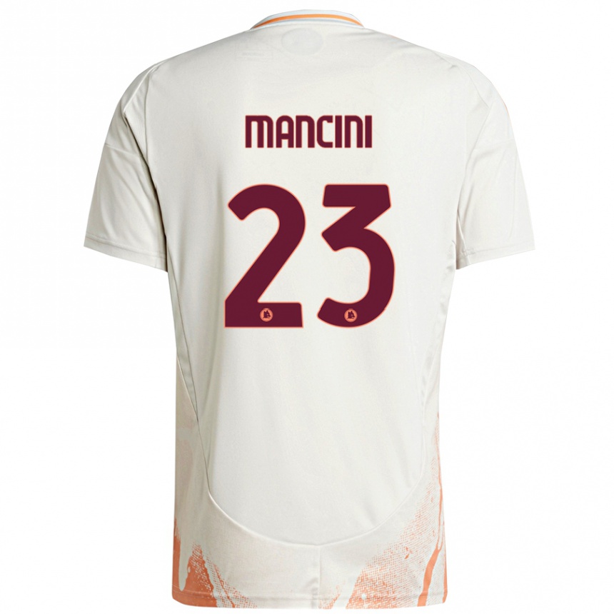 Kids Football Gianluca Mancini #23 Cream White Orange Away Jersey 2024/25 T-Shirt