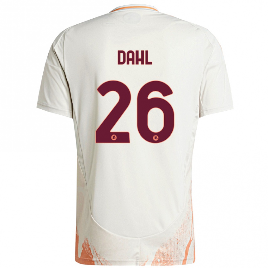 Kids Football Samuel Dahl #26 Cream White Orange Away Jersey 2024/25 T-Shirt