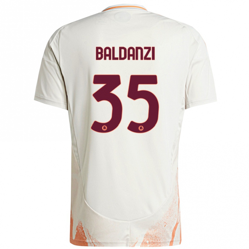 Kids Football Tommaso Baldanzi #35 Cream White Orange Away Jersey 2024/25 T-Shirt