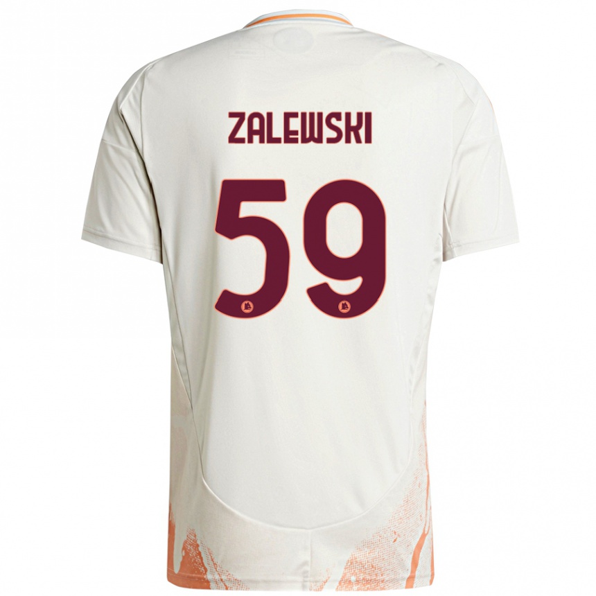 Kids Football Nicola Zalewski #59 Cream White Orange Away Jersey 2024/25 T-Shirt