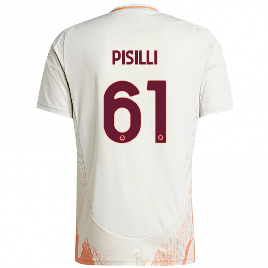 Kids Football Niccolò Pisilli #61 Cream White Orange Away Jersey 2024/25 T-Shirt