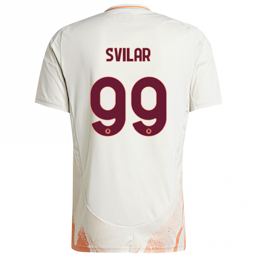 Kids Football Mile Svilar #99 Cream White Orange Away Jersey 2024/25 T-Shirt