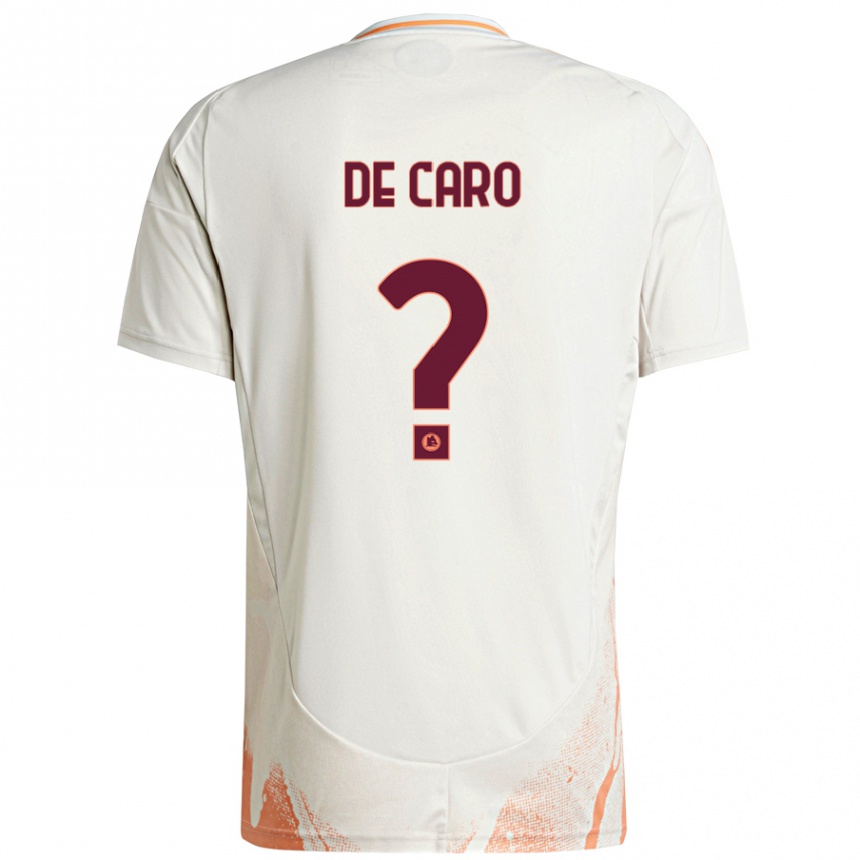 Kids Football Lorenzo De Caro #0 Cream White Orange Away Jersey 2024/25 T-Shirt