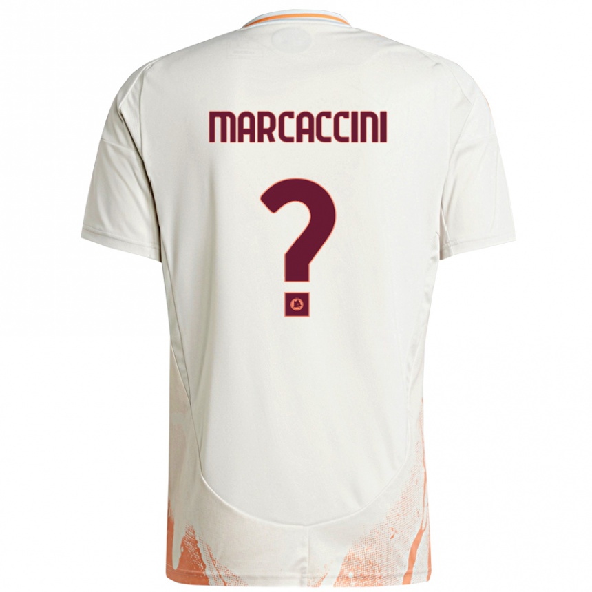 Kids Football Alessio Marcaccini #0 Cream White Orange Away Jersey 2024/25 T-Shirt