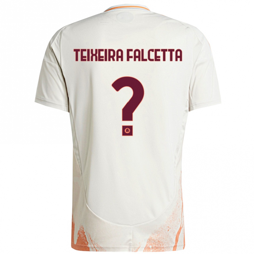 Kids Football Pietro Teixeira Falcetta #0 Cream White Orange Away Jersey 2024/25 T-Shirt