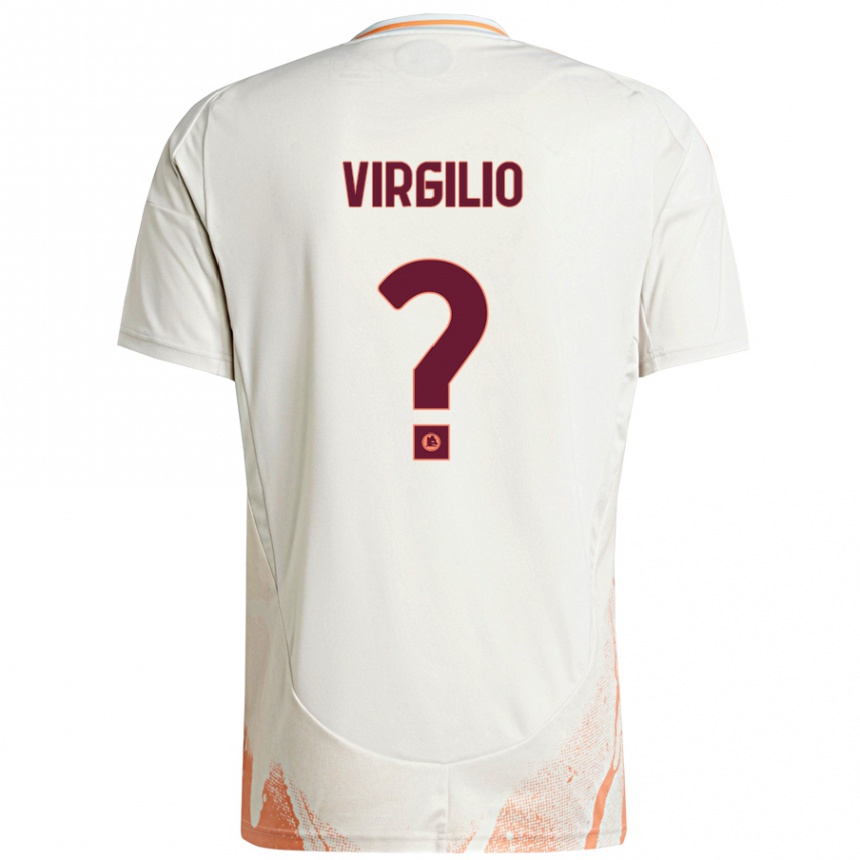 Kids Football Cristian Virgilio #0 Cream White Orange Away Jersey 2024/25 T-Shirt