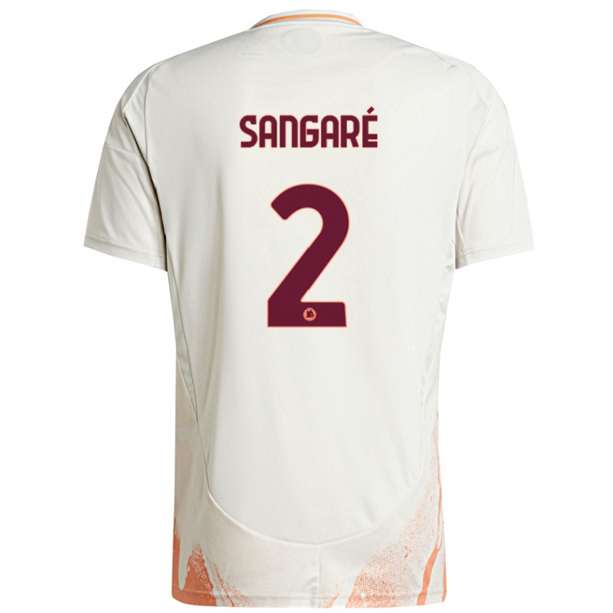 Kids Football Buba Sangaré #2 Cream White Orange Away Jersey 2024/25 T-Shirt