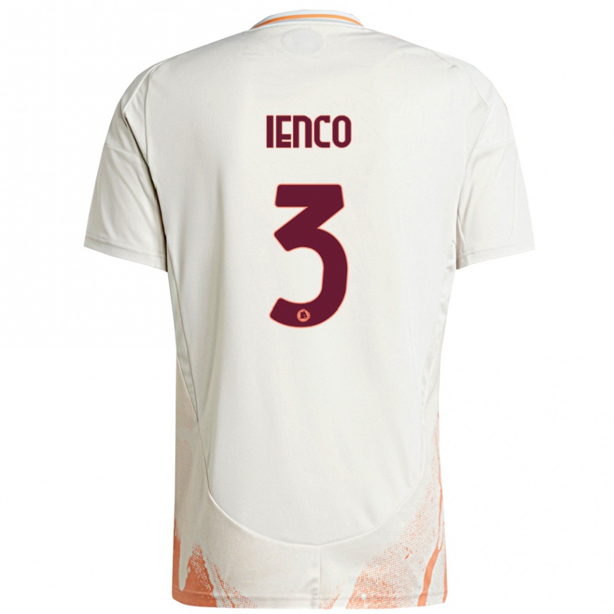 Kids Football Simone Ienco #3 Cream White Orange Away Jersey 2024/25 T-Shirt