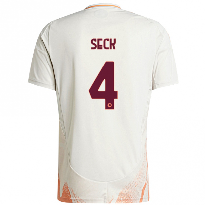 Kids Football Mohamed Seck #4 Cream White Orange Away Jersey 2024/25 T-Shirt