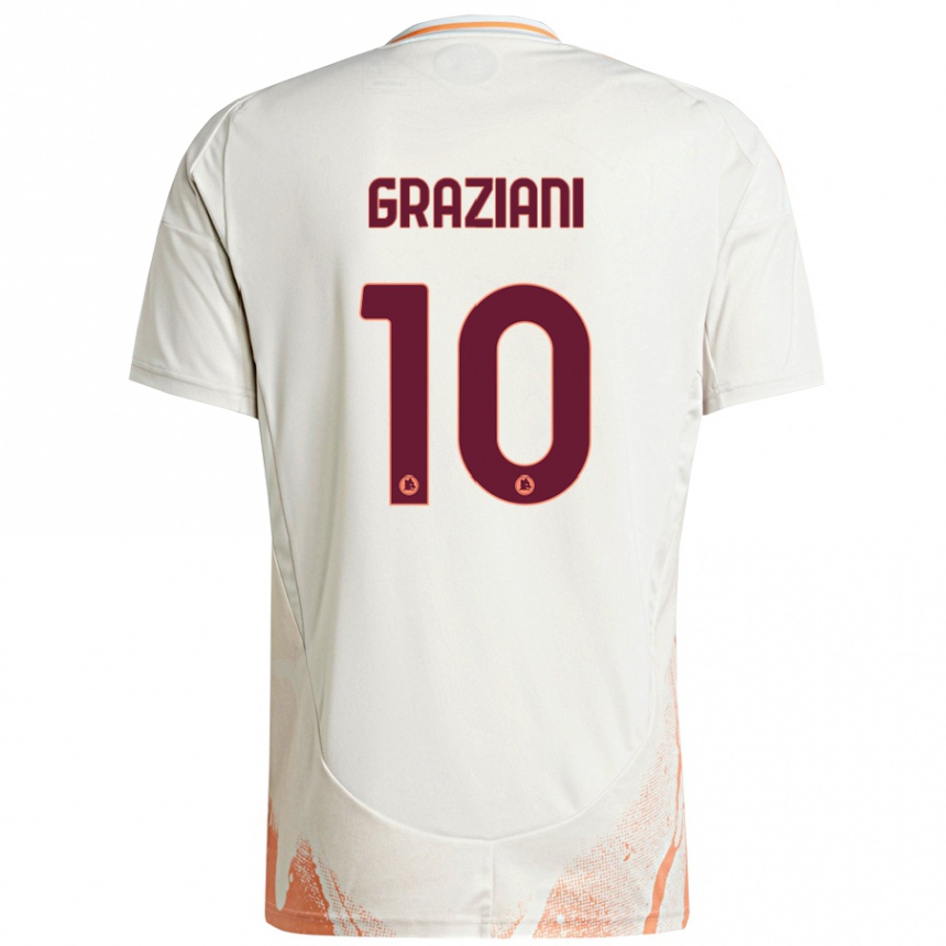 Kids Football Leonardo Graziani #10 Cream White Orange Away Jersey 2024/25 T-Shirt