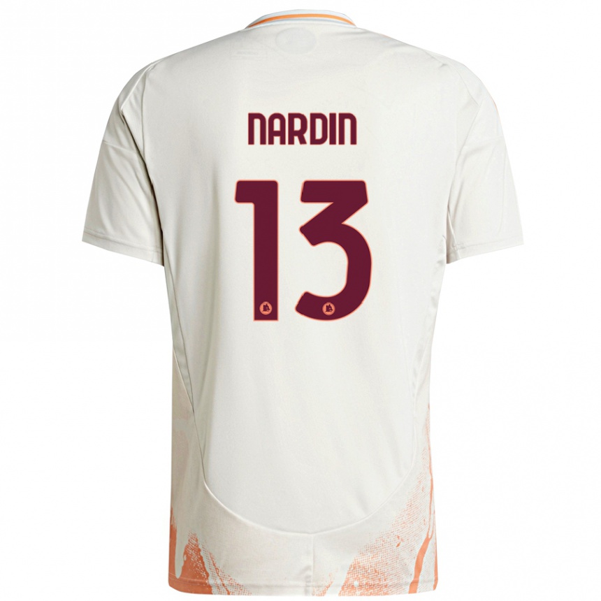 Kids Football Federico Nardin #13 Cream White Orange Away Jersey 2024/25 T-Shirt