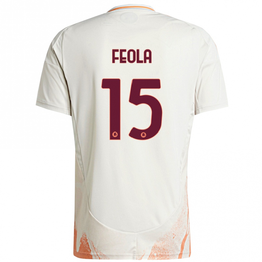 Kids Football William Feola #15 Cream White Orange Away Jersey 2024/25 T-Shirt