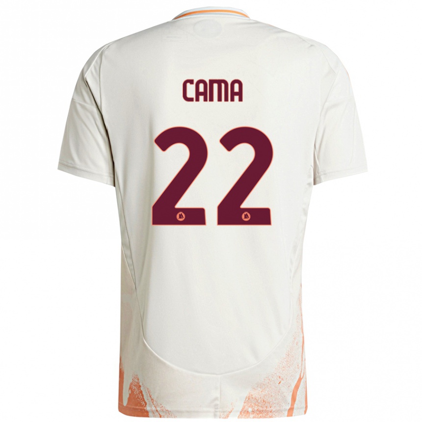 Kids Football Cristian Cama #22 Cream White Orange Away Jersey 2024/25 T-Shirt