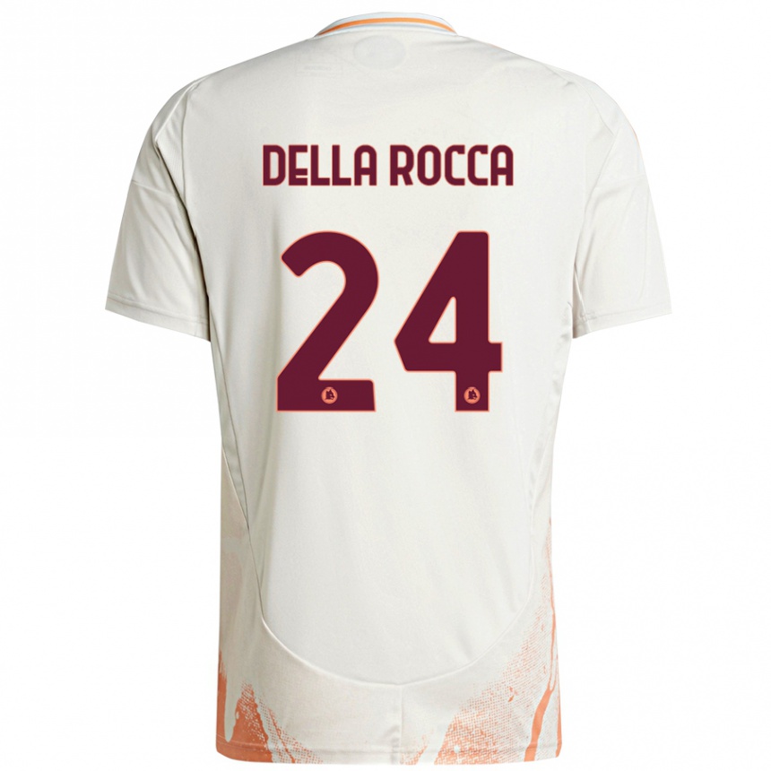 Kids Football Mattia Della Rocca #24 Cream White Orange Away Jersey 2024/25 T-Shirt