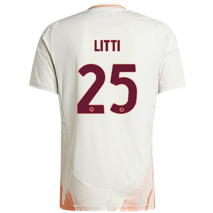 Kids Football Marco Litti #25 Cream White Orange Away Jersey 2024/25 T-Shirt