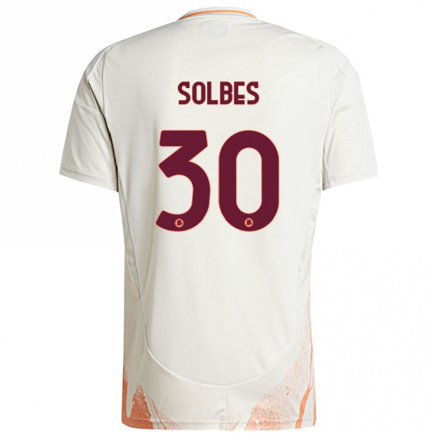 Kids Football Ricardo Solbes #30 Cream White Orange Away Jersey 2024/25 T-Shirt