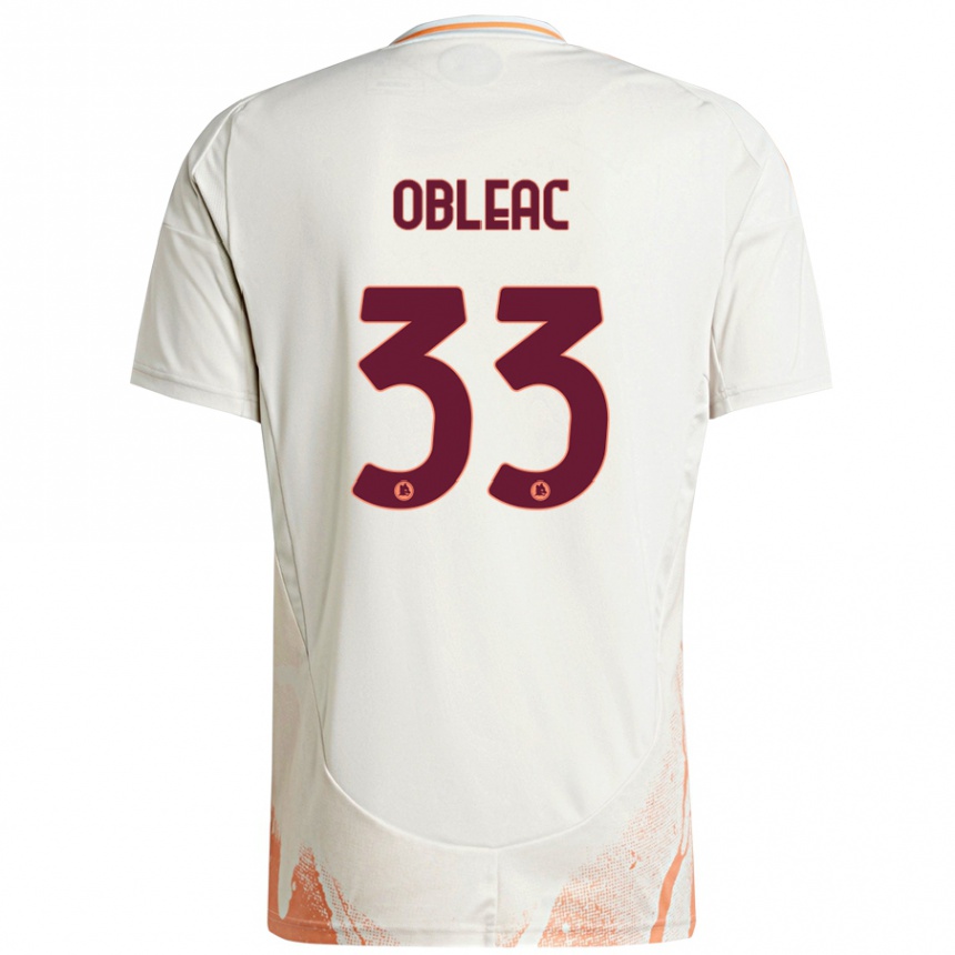 Kids Football Matteo Obleac #33 Cream White Orange Away Jersey 2024/25 T-Shirt