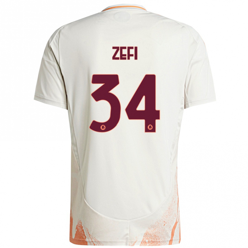 Kids Football Kevin Zefi #34 Cream White Orange Away Jersey 2024/25 T-Shirt