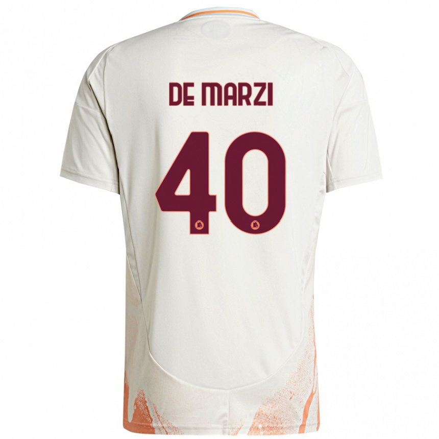 Kids Football Giorgio De Marzi #40 Cream White Orange Away Jersey 2024/25 T-Shirt