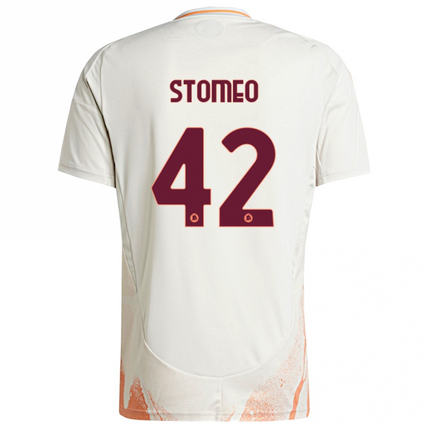 Kids Football Giorgio Stomeo #42 Cream White Orange Away Jersey 2024/25 T-Shirt