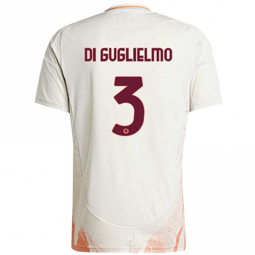 Kids Football Lucia Di Guglielmo #3 Cream White Orange Away Jersey 2024/25 T-Shirt