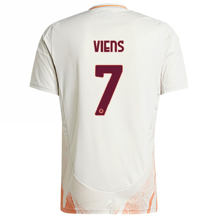 Kids Football Evelyne Viens #7 Cream White Orange Away Jersey 2024/25 T-Shirt