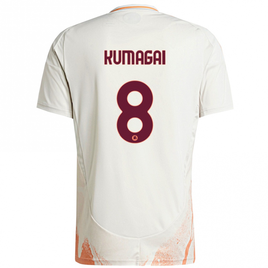 Kids Football Saki Kumagai #8 Cream White Orange Away Jersey 2024/25 T-Shirt