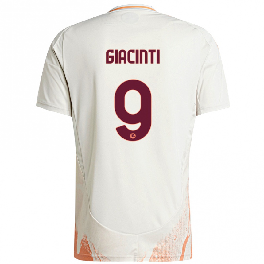 Kids Football Valentina Giacinti #9 Cream White Orange Away Jersey 2024/25 T-Shirt