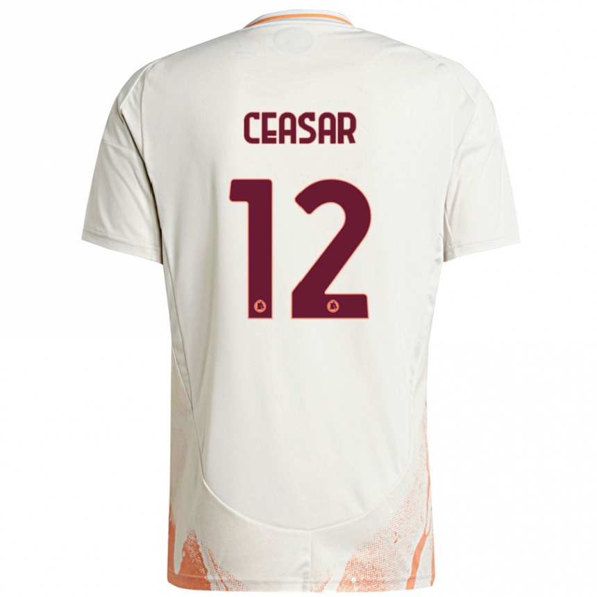 Kids Football Camelia Ceasar #12 Cream White Orange Away Jersey 2024/25 T-Shirt