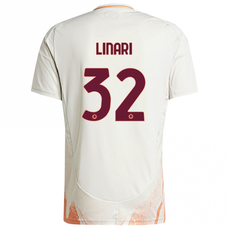 Kids Football Elena Linari #32 Cream White Orange Away Jersey 2024/25 T-Shirt