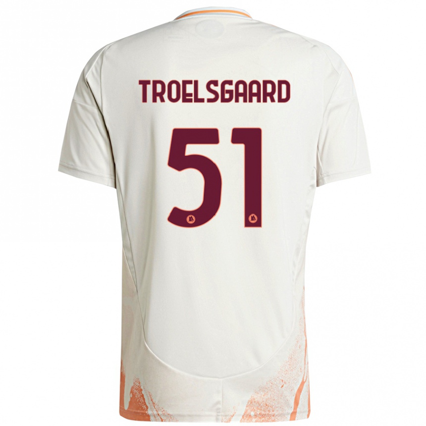 Kids Football Sanne Troelsgaard #51 Cream White Orange Away Jersey 2024/25 T-Shirt