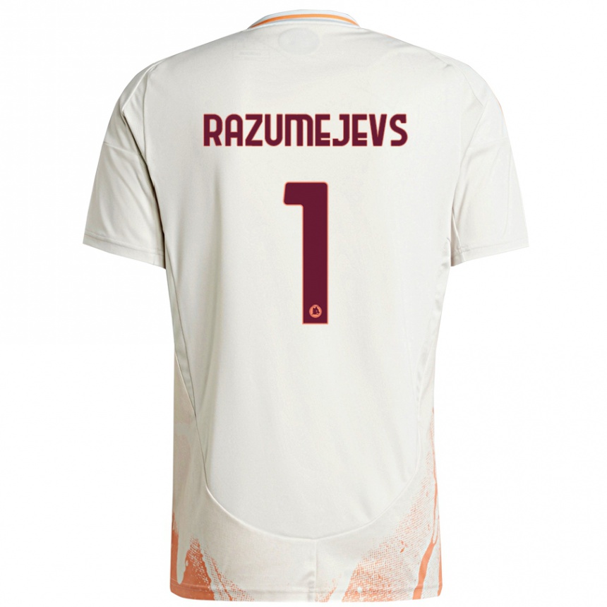 Kids Football Vladislavs Razumejevs #1 Cream White Orange Away Jersey 2024/25 T-Shirt